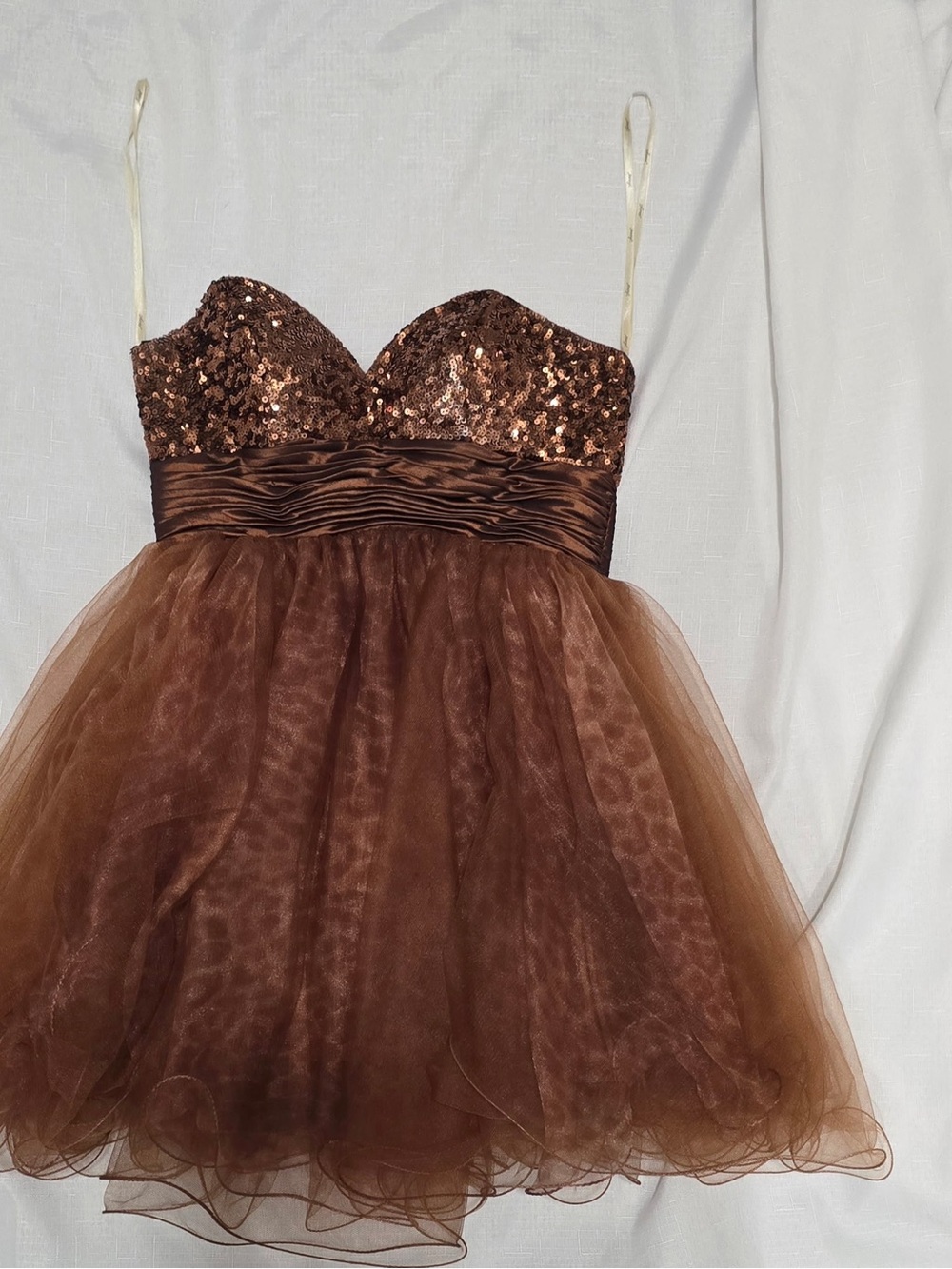 Homecoming! Brown Sequin Tulle Party Dress
